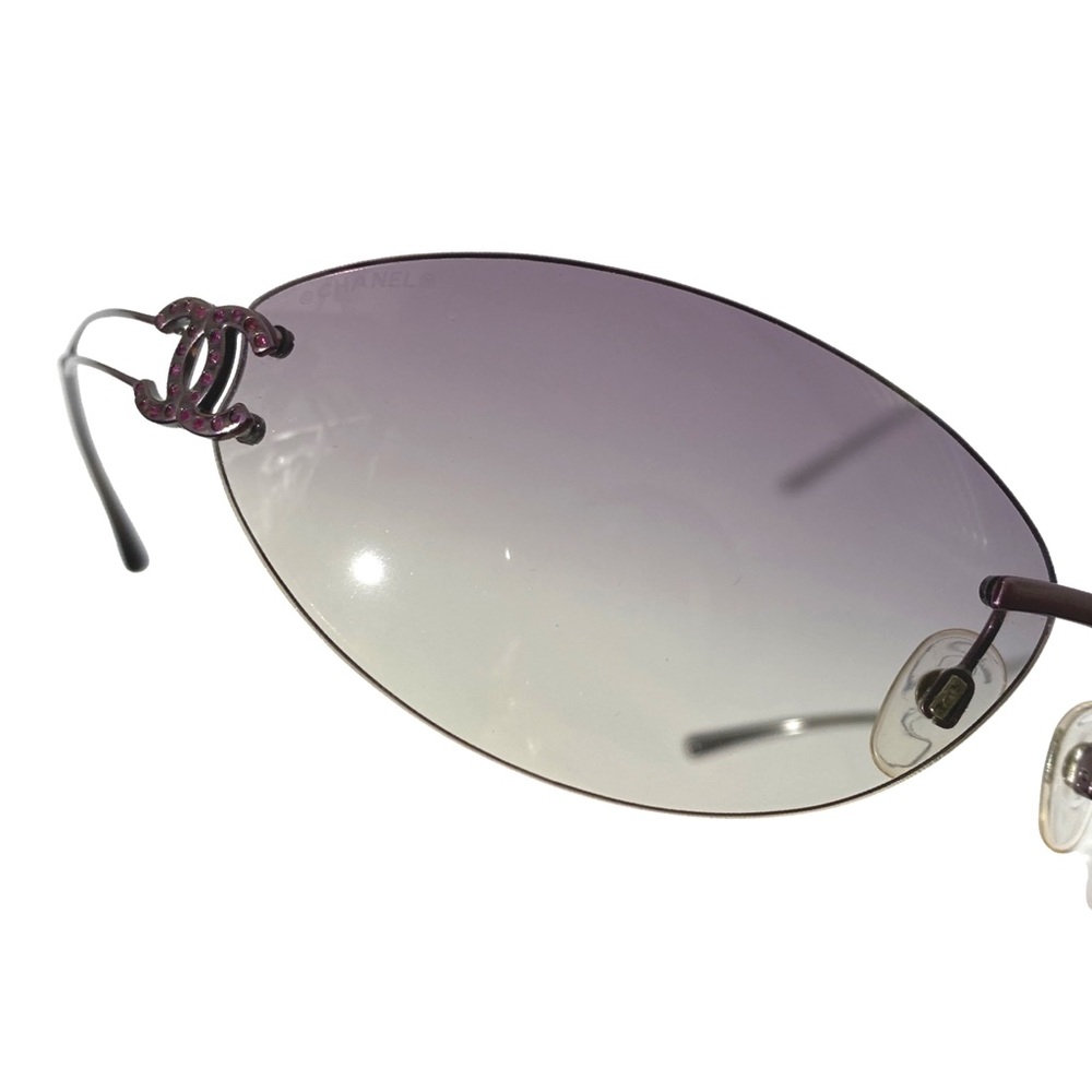 Chanel 4049B Purple Gradient Rhinestone Rimless Sunglasses - Picture 7 of 9